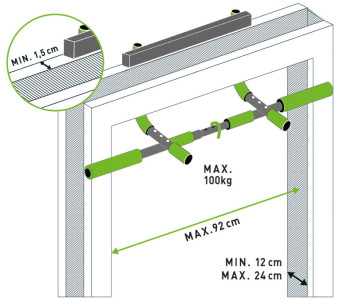 SCHILDKRÖT Barre de traction multifonctionnelle 4 en 1, noir