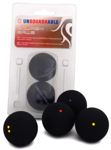 UNSQUASHABLE Balle de squash, moyen, blister de 2, noir