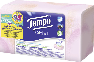 Tempo Mouchoirs Original, 4 couches, blanc, boîte de 100
