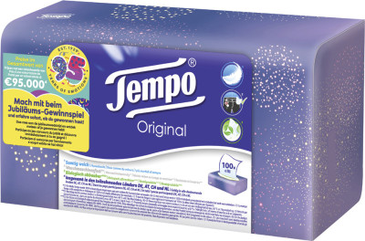 Tempo Mouchoirs Original, 4 couches, blanc, boîte de 100