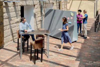 nobo Tableau mixte Move & Meet, tableau blanc/feutre, blanc/