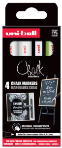 uni-ball Marqueur craie Chalk marker PWE3MS/4 PF, étui de 4