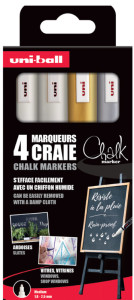 uni-ball Marqueur craie Chalk marker PWE5M/4 PF, étui de 4