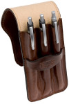 Étui à stylos MIKA pour 3 stylos, cuir sellier, marron
