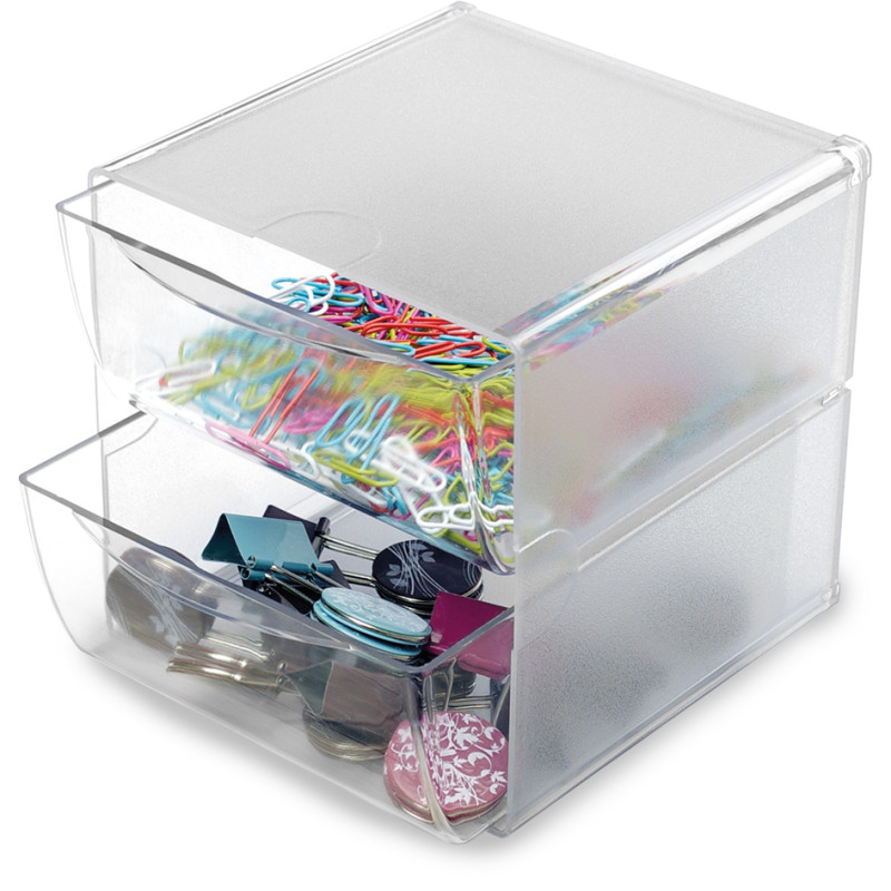 Deflecto 29301CR 13 1/4 x 4 x 4 3/8 Clear Large Stackable Caddy Organizer  Container