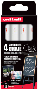 uni-ball Marqueur craie Chalk marker PWE3MS/4 PF, étui de 4