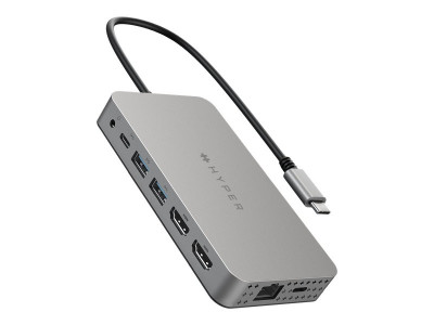 Hyper : HYPERDRIVE DUEL HDMI 10-IN1 TRAVEL DOCK pour M1 MACBOOK (SILI