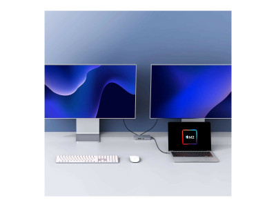 Hyper : HYPERDRIVE DUEL HDMI 10-IN1 TRAVEL DOCK pour M1 MACBOOK (SILI