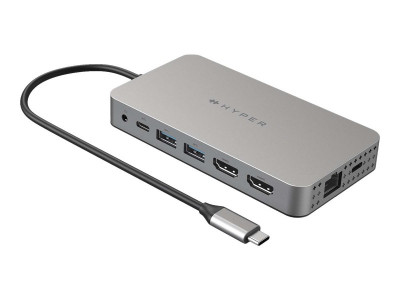 Hyper : HYPERDRIVE DUEL HDMI 10-IN1 TRAVEL DOCK pour M1 MACBOOK (SILI