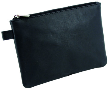 Alassio Sac de banque avec poche avant, cuir, noir