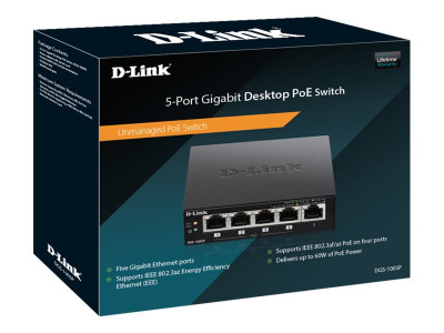 D-Link : 5-PORT DESKTOP POE+ SWITCH GIGABIT