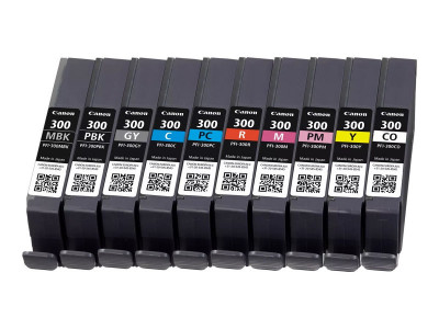 Canon LUCIA PRO PFI-300 MULTI pack 10 encres MBK/PBK/C/M/Y/PC/PM/R/GY/CO