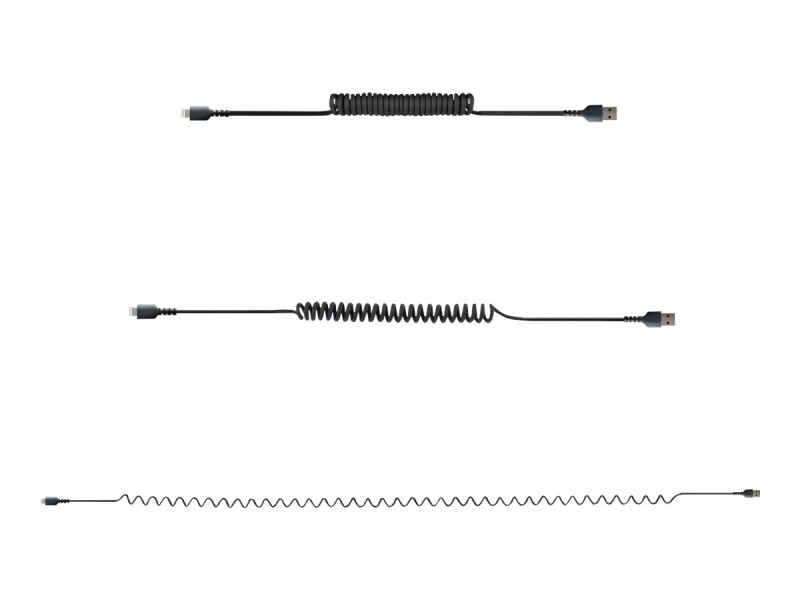 Startech USB TO LIGHTNING cable 1M (3.3FT) COILED cable BLACK