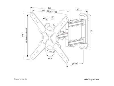 Neomounts : SCREEN WALL MOUNT (FULL MOTION/ 3 PIVOTS/ VESA 400X400)