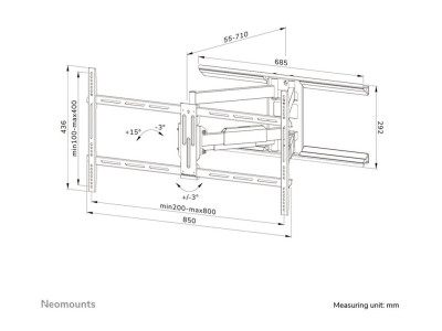 Neomounts : SCREEN WALL MOUNT (FULL MOTION/ 3 PIVOTS/ VESA 800X400)