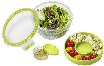 emsa Boîte à salade CLIP & GO, 1,0 L, transparent / vert