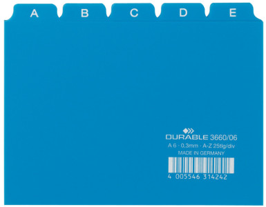 DURABLE Karteiregister A - Z, PP, A6 quer, blau, 25-teilig