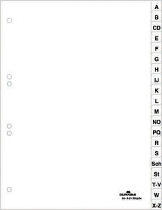 DURABLE Kunststoff-Register, A-Z, A4, 24-teilig, weiß