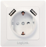 Prise d'alimentation encastrée LogiLink, blanche, avec 2 ports USB Prise d'alimentation encastrée LogiLink, blanche, avec 2 ports USB
