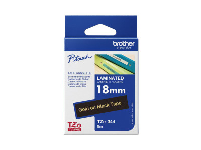 Brother TZE-344 ruban laminé P-Touch 18mm 8M Or sur Noir