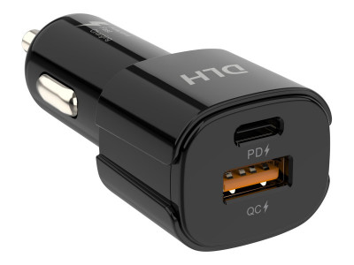 DLH : CAR CHARGER USB-C 20W POWER DELIVERY (PD) et USB-A 18W QUIC