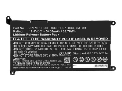 DLH : 11.4V 3400MAH 39WH LI-POL batterie - DELL YRDD6 / 0YRDD6 /