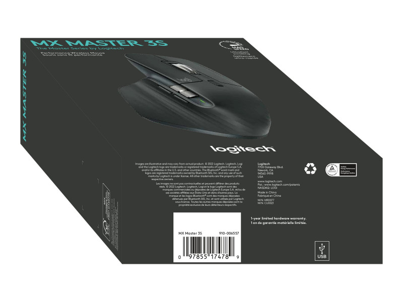 Logitech - Souris sans fil - MX Master 3S Performance, Ergonomique