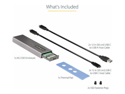 Startech : BOITIER externe SSD M.2 NVME/S ATA - CABLES HOTES USB-C + USB A