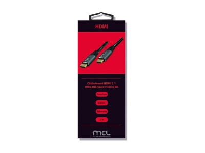 MCL Samar : 2.1 HDMI MALE MALE MESH cable 8K 60HZ 2M