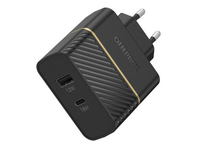 OtterBOX : OTTERBOX EU WALL CHARGER 30W BLACK PROpack USB-C-18W USB-A-12