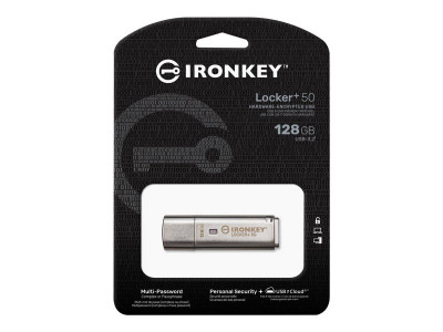 Kingston : 128GB USB 3.2 IRONKEY LOCKER+50 AES USB W/256BIT ENCRYPTION