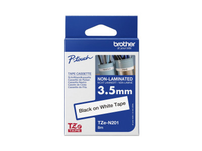 Brother : TZE-N201 tape WHITE PRINT BLACK 3.5MM