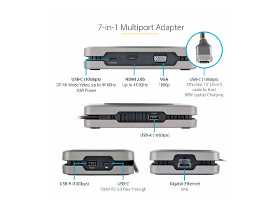 Startech : USB-C MULTIPORT ADAPTER W/USB-C DP ALT MODE VIDEO - 4K HDMI/VGA