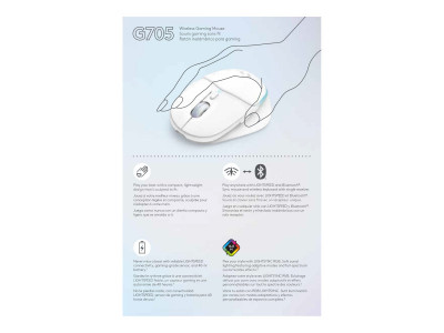 Logitech : G705 WIRELESS GAMING MOUSE - OFF WHITE - EER2