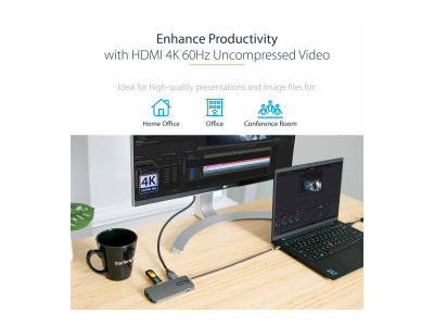 Startech : USB C MULTIPORT ADAPTER 4K 60HZ HDMI VIDEO/5GBPS USB HUB/100W PD