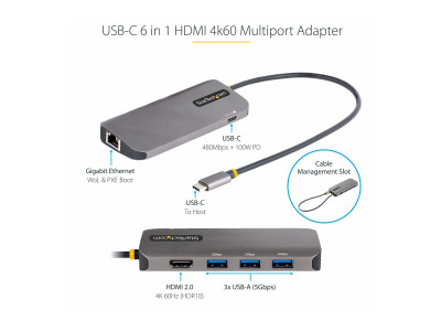 Startech : USB C MULTIPORT ADAPTER 4K 60HZ HDMI VIDEO/5GBPS USB HUB/100W PD