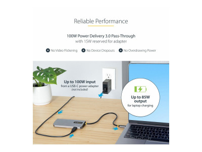 Startech : USB C MULTIPORT ADAPTER 4K 60HZ HDMI VIDEO/5GBPS USB HUB/100W PD