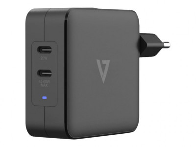 V7 : 65W USB-C PD GAN AC CHARGER 2 X USB-C PORTS INTL PLUGS