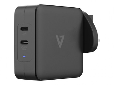 V7 : 65W USB-C PD GAN AC CHARGER 2 X USB-C PORTS INTL PLUGS