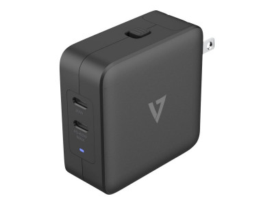 V7 : 65W USB-C PD GAN AC CHARGER 2 X USB-C PORTS INTL PLUGS