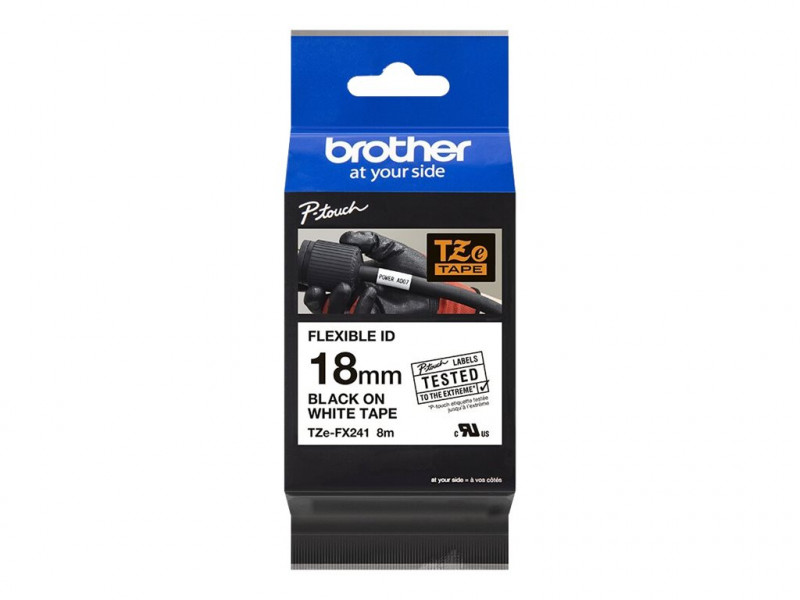 Brother : TZE-FX241 tape WHITE PRINT BLACK 18MM