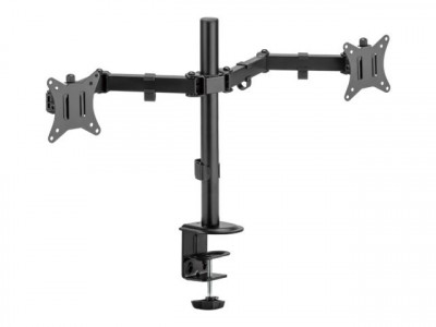 V7 : DUAL MONITOR CLAMP DESK MOUNT 81CM/32IN DISPLAYS W/ GROMMET