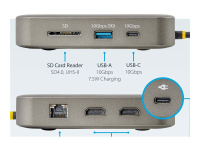 Startech : USB-C MULTIPORT ADAPTER 2X 4K 60HZ HDMI/USB 10GBPS HUB/100W PD
