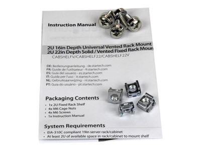 Startech : FIXED SERVER RACK SHELF2U 22IN VENTED CANTILEVER SHELF