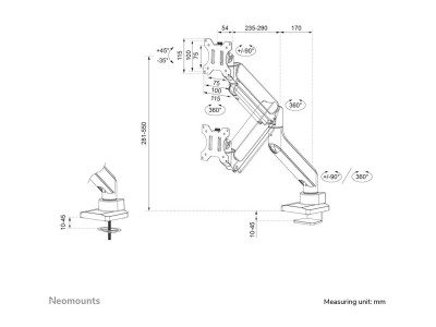 Neomounts : NEOMOUNTS BY NEWSTAR DESK MOUNT 1 SCREEN (TOPFIX CLAMP GROMMET)