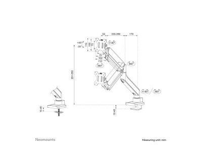 Neomounts : NEOMOUNTS BY NEWSTAR DESK MOUNT 1 SCREEN (TOPFIX CLAMP GROMMET)