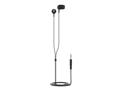 V7 : IN-EAR STEREO EARBUDS 3.5MM 1.2M cable BLACK NO MIC