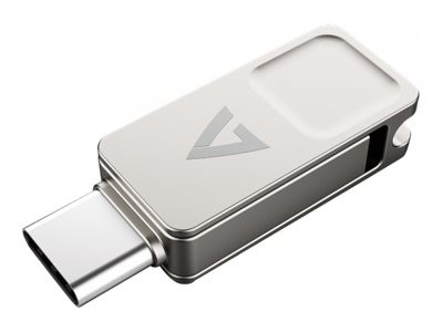 V7 : 64GB TYPE-C+USB 3.2 GEN1 SILVER USB A FLASH drive + TYPE-C