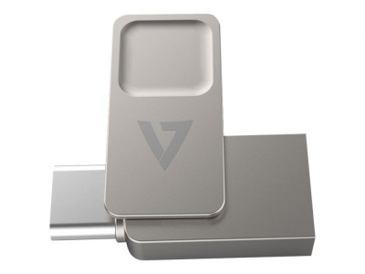 V7 : 64GB TYPE-C+USB 3.2 GEN1 SILVER USB A FLASH drive + TYPE-C