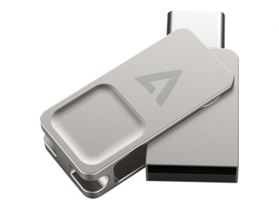 V7 : 64GB TYPE-C+USB 3.2 GEN1 SILVER USB A FLASH drive + TYPE-C